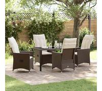 QJBSAVVA Lot de 5 meubles de jardin en rotin synthétique avec mécanisme d'inclinaison - 140 x 70 x 73 cm - Marron - Design moderne - Robuste et durable - Pour balcon, terrasse et petits jardins