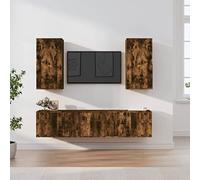 QJBSAVVA Lot de 5 meubles TV bas en bois de chêne fumé 100/40/40 cm Montage mural Peu encombrant Design moderne et beaucoup d'espace de rangement pour le salon, la salle TV