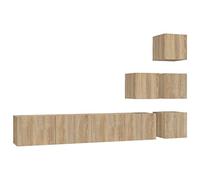 QJBSAVVA Lot de 6 armoires murales murales en chêne Sonoma - 30/80 cm de large - Meuble mural avec matériau en bois - Design moderne - Peu encombrant - Pour salon, chambre à coucher, couloir
