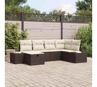 QJBSAVVA Lot de 6 canapés de jardin - Marron - 55 x 62 x 69 cm - En polyrotin - Modulaire - Avec espace de rangement et sac imperméable - Pour extérieur, terrasse, jardin, petit balcon