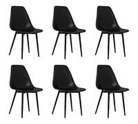 QJBSAVVA Lot de 6 Chaises de Salle à Manger Design Minimaliste en Polypropylène Noir et Pieds en Métal, Chaises de Cuisine Ergonomiques avec Dossier Incurvé, 46 x 52 x 84 cm