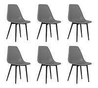 QJBSAVVA Lot de 6 Chaises de Salle à Manger Gris, Chaises de Cuisine Minimalistes en Polypropylène avec Pieds en Métal, Chaises de Table Ergonomiques pour Salon, 46x52x84 cm
