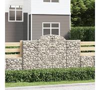 QJBSAVVA Lot de 6 gabions - 200 x 30 x 120/140 cm - Fil galvanisé de 3,5 mm - Brise-vue - Avec crochets