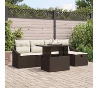 QJBSAVVA Lot de 6 meubles de jardin - Marron - En polyrotin - 100 x 55 x 73 cm - Avec espace de rangement - Design moderne - Matériau robuste pour jardin, balcon, terrasse et salon