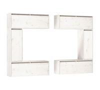 QJBSAVVA Lot de 6 meubles TV en pin massif - Blanc - 100 x 30 x 35 cm et 30 x 30 x 80 cm - Meuble bas et buffet moderne pour salon, chambre à coucher, bureau