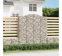 QJBSAVVA Lot de 6 paniers gabions - 200 x 50 x 220/240 cm - Treillis métallique galvanisé argenté - Épaisseur du fil : 3,5 mm - Brise-vue robuste - Pour jardin, terrasse, cour