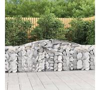 QJBSAVVA Lot de 6 paniers gabions - 400 x 30 x 100/120 cm - En fer galvanisé - Argenté - 3,5 mm - Brise-vue pour jardin, clôture, cour et terrasse