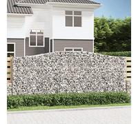 QJBSAVVA Lot de 7 clôtures gabions - 400 x 50 x 160/180 cm - En fer galvanisé - Brise-vue - Paniers de gabion - Design moderne - Durable - Pour jardin, terrasse, cour