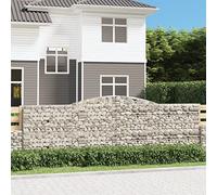 QJBSAVVA Lot de 7 gabions - 400 x 30 x 120/140 cm - En fer galvanisé - Décoratif - Avec crochets renforcés - Pour jardin, brise-vue et protection contre le vent