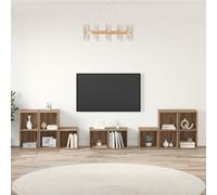 QJBSAVVA Lot de 8 armoires TV modulaires - En chêne artisanal - 37 x 35 x 72 cm - Espace de rangement pratique pour le salon