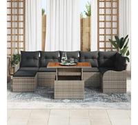 QJBSAVVA Lot de 8 canapés de jardin en polyrotin gris 55 x 55 cm - Assise modulaire - Avec espace de rangement - Peu encombrant - Pour terrasse, balcon, petit coin d'extérieur