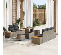 QJBSAVVA Lot de 8 canapés de jardin - Gris clair et gris foncé - 90 x 55 x 71 cm - En polyrotin - Résistant aux intempéries - Avec espace de rangement pour balcon, terrasse et coin salon de jardin