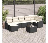 QJBSAVVA Lot de 8 canapés d'extérieur - Marron crème - En polyrotin résistant aux UV - Modulable - Avec espace de rangement - 55 x 55 cm - Petit canapé pour balcon, jardin, terrasse