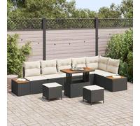 QJBSAVVA Lot de 9 canapés de jardin en polyrotin noir résistant aux intempéries, avec espace de rangement et coussins, 90 x 55 x 71 cm, modulable, pour balcon, terrasse, jardin, salon, meuble