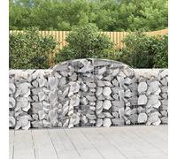 QJBSAVVA Lot de 9 paniers gabions - 300 x 50 x 100/120 cm - Argent - Fer galvanisé de 3,5 mm - Arc haut - Brise-vue - Clôture robuste et décorative pour jardin, cour, terrasse