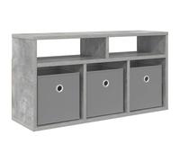 QJBSAVVA Lowboard Moderne avec 3 Tiroirs et 2 Étagères, Meuble Bas de Salon en Bois d'Ingénierie, Buffet de Rangement Compact pour Livres et Objets Déco, Gris Béton, 72 x 22,5 x 38 cm