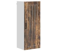 QJBSAVVA Lucca Armoire murale de cuisine moderne en bois robuste aspect chêne fumé avec une porte et deux étagères 40 x 31 x 100 cm