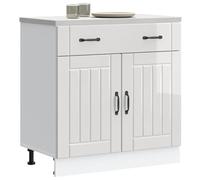 QJBSAVVA Lucca Meuble bas de cuisine blanc brillant 80 x 46 x 81,5 cm Meuble bas moderne avec pieds réglables et espace de rangement pour vaisselle, casseroles et appareils de cuisine