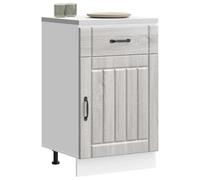 QJBSAVVA Lucca Meuble bas de cuisine en bois 50 x 46 x 81,5 cm avec pieds réglables et espace de rangement généreux pour casseroles, vaisselle et appareils de cuisine Gris Sonoma