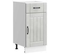 QJBSAVVA Lucca Meuble bas de cuisine, en bois dérivé du bois, gris béton, 40 x 46 x 81,5 cm, avec pieds réglables et espace de rangement généreux pour casseroles, vaisselle et appareils de cuisine