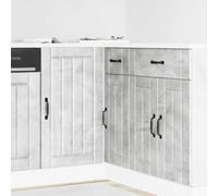 QJBSAVVA Lucca Meuble de cuisine, en bois gris béton, 86 x 46 x 81,5 cm, espace de rangement, avec pieds réglables, pour kitchenette et salon