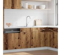QJBSAVVA Lyon Armoire à évier aspect bois vieilli 80 x 46 x 81,5 cm Meuble de cuisine en matériau dérivé du bois avec grand espace de rangement pour vaisselle et appareils de cuisine