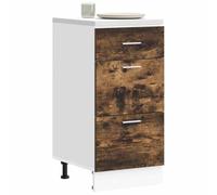QJBSAVVA Lyon Armoire de cuisine en bois de chêne fumé 40 x 46 x 81,5 cm avec pieds réglables et grand espace de rangement pour casseroles, vaisselle et ustensiles de cuisine
