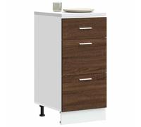 QJBSAVVA Lyon Armoire de cuisine marron aspect chêne 40 x 46 x 81,5 cm en bois avec pieds réglables et grand espace de rangement pour casseroles, vaisselle et appareils de cuisine