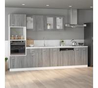QJBSAVVA Lyon Armoire d'évier en bois avec grand espace de rangement pour casseroles, vaisselle et ustensiles de cuisine, design moderne, pour cuisine et salon, gris Sonoma 80 x 46 x 81,5 cm