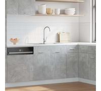 QJBSAVVA Lyon Armoire d'évier en bois avec grand espace de rangement pour vaisselle et appareils de cuisine Gris béton 80 x 46 x 81,5 cm