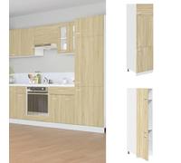 QJBSAVVA Lyon Armoire réfrigérée en chêne Sonoma 60 x 57 x 207 cm Matériau bois avec 4 étagères et 3 portes optimiseur d'espace de rangement pour cuisine, garde-manger et salon