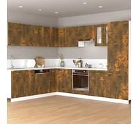 QJBSAVVA Lyon Armoire suspendue en bois de chêne fumé 60 x 31 x 40 cm avec portes rabattables et grand espace de rangement pour ustensiles de cuisine