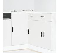 QJBSAVVA Lyon Meuble bas de cuisine en bois 86 x 46 x 81,5 cm avec pieds réglables et grand espace de rangement pour ustensiles de cuisine et vaisselle Blanc
