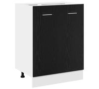 QJBSAVVA Meuble Bas de Cuisine Chêne Noir 60x46x81,5 cm Bois Contreplaqué, Buffet de Cuisine et Placard de Rangement Moderne avec 2 Portes pour Casseroles et Vaisselle