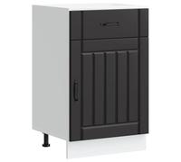 QJBSAVVA Meuble Bas de Cuisine Lucca, Armoire avec Tiroir et Porte en Bois d'Ingénierie, Buffet de Rangement avec Pieds Réglables pour Casseroles et Vaisselle, Noir 50x46x81,5 cm