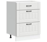 QJBSAVVA Meuble Bas de Cuisine Lucca Armoire de Cuisine avec Tiroirs en Bois d'Ingénierie pour Rangement Vaisselle et Casseroles Buffet Bas Design Moderne Blanc 60 x 46 x 81,5 cm