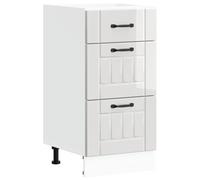 QJBSAVVA Meuble Bas de Cuisine Lucca, Caisson de Rangement avec Tiroirs, Bois d'Ingénierie Blanc Brillant, Petit Buffet de Cuisine pour Vaisselle et Casseroles, 40 x 46 x 81,5 cm