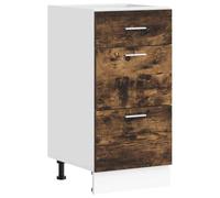 QJBSAVVA Meuble Bas de Cuisine Lyon, Armoire de Plancher en Bois d'Ingénierie pour Rangement de Vaisselle et Casseroles, Caisson Bas avec Tiroirs, Chêne Fumé, 40 x 46 x 81,5 cm