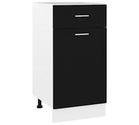 QJBSAVVA Meuble Bas de Cuisine Lyon, Armoire de Rangement avec 1 Tiroir et 2 Étagères, Caisson de Cuisine en Bois d'Ingénierie pour Vaisselle, Noir, 40 x 46 x 81,5 cm