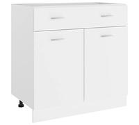 QJBSAVVA Meuble Bas de Cuisine Lyon, Armoire de Rangement avec 2 Portes et Étagères Réglables, Buffet Moderne en Bois d'Ingénierie, pour Vaisselle, Blanc, 80x46x81,5 cm