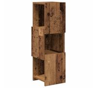 QJBSAVVA Meuble d'angle Bois Ancien 25,5x25x80 cm, Étagère d'angle en Bois d'Ingénierie avec 3 Compartiments, Colonne de Rangement Gain de Place pour Salon, Bureau et Couloir