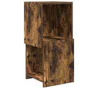QJBSAVVA Meuble d'angle Chêne Fumé 30,5x30x65 cm, Étagère de Rangement Compacte en Bois d'Ingénierie avec 2 Niveaux, Colonne Gain de Place pour Salon, Bureau et Couloir