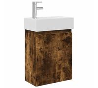 QJBSAVVA Meuble de lavabo avec lavabo et robinet, ensemble de meubles de salle de bain étroits à suspendre au mur, 45,5 x 22,5 x 84 cm, lavabo en céramique et mitigeur, meuble de salle de bain en
