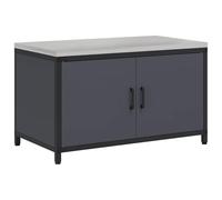 QJBSAVVA Meuble de Rangement de Cuisine Bas, Étagère de Cuisine en Acier avec 2 Portes, Buffet Moderne Organisateur pour Casseroles et Vaisselle, Anthracite, 90 x 50 x 53 cm