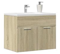 QJBSAVVA Meuble de salle de bain, moderne, en chêne Sonoma, 60 x 38, 5 x 46 cm, en matériau dérivé du bois, avec espace de rangement, moderne, pour salle de bain, toilettes d'invités