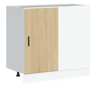 QJBSAVVA Meuble sous Évier Lyon, Meuble Bas de Cuisine en Bois d'Ingénierie avec Portes, Placard de Rangement avec Pieds Réglables, Chêne Sonoma, 86 x 46 x 81,5 cm