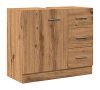 QJBSAVVA Meuble sous Lavabo Armoire d'Évier de Salle de Bain avec 3 Tiroirs et 1 Porte, Meuble Bas de Rangement en Bois d'Ingénierie, Coloris Chêne Artisanal, 63x30x54 cm