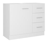 QJBSAVVA Meuble sous Vasque de Salle de Bain Armoire d'Évier en Bois d'Ingénierie avec 3 Tiroirs et 1 Compartiment de Rangement Petit Buffet de Toilette Blanc 63x30x54 cm