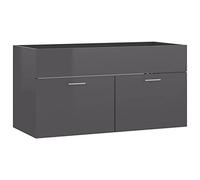 QJBSAVVA Meuble sous Vasque Suspendu 90 cm Armoire d'Évier Salle de Bain avec 2 Portes et 1 Compartiment en Bois d'Ingénierie Rangement Robuste Gris Brillant 90x38,5x46 cm