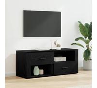 QJBSAVVA Meuble TV - Aspect chêne - Noir - 100 x 35 x 40 cm - En matériau dérivé du bois - Avec tiroir - Buffet moderne pour salon, chambre à coucher, bureau